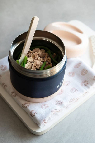 Pojemnik - termos obiadowy ze stali nierdzewnej z hermetycznym zamknięciem duży 500 ml light pink/night blue, Beaba