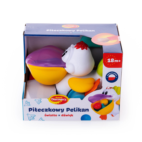 Zabawki dla dzieci - Piłeczkowy Pelikan, pchacz 18 m+. Dumel Discovery