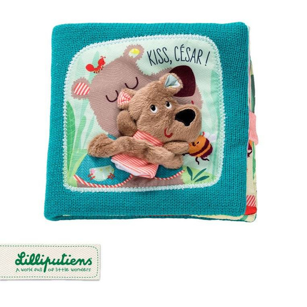 Książeczka z mini-pacynką na palec wielofunkcyjna Buziaki dla Cezara Niedźwiadek Cesar 12 m +, Lilliputiens