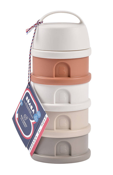 Pojemniki na mleko w proszku 4 komory (4x110ml) cotton white/terracotta 0 m+, Beaba