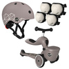 Zestaw: Scoot and Ride HK1 Lifestyle 2w1 jeździk i hulajnoga dla dzieci 1-5 lat, kolor: Brown+ kask XXS-S i ochraniacze XXS
