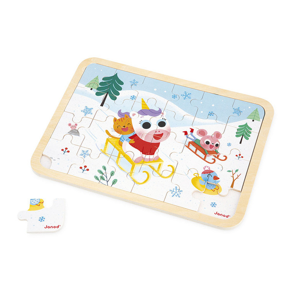 Puzzle drewniane Góry - układanka 24 elementy dla dzieci, 3 lata +, Janod