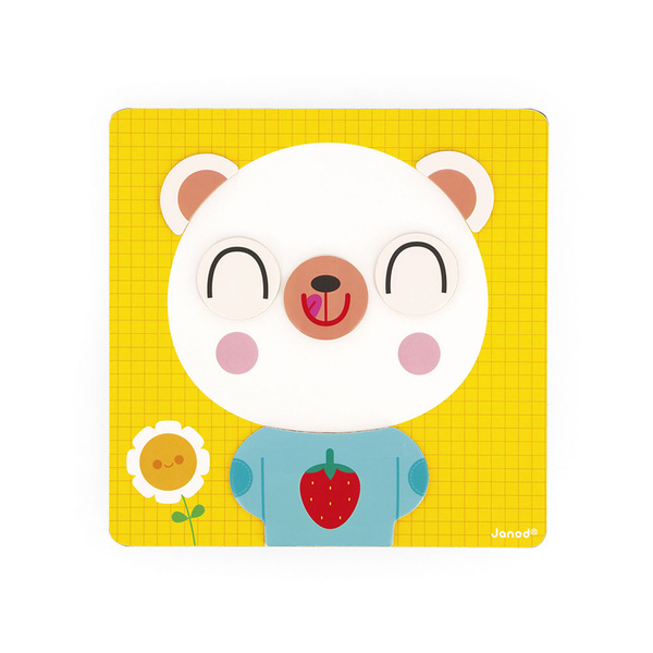 Magnetyczna układanka Emocje Miś, drewniana dla dzieci 2 lata+, Janod