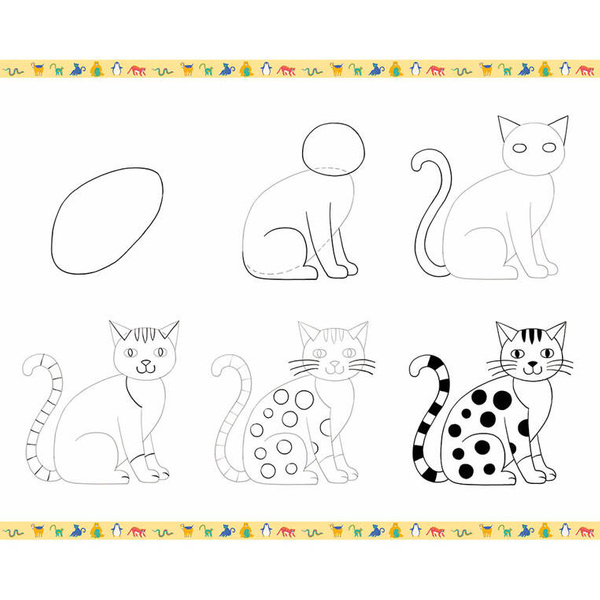 Zestaw kreatywny Rysowanie krok po kroku Zwierzęta 6+, Janod