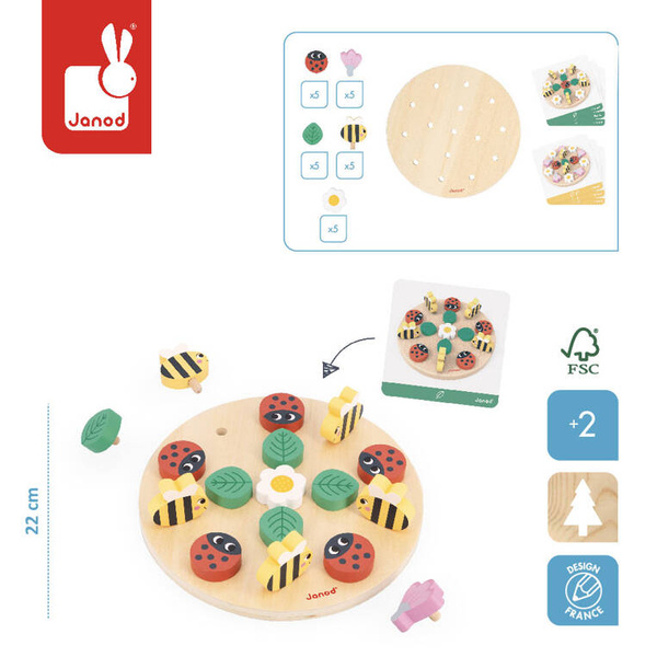 Układanka drewniana rozwojowa Moja pierwsza mandala dla dzieci 2+, Janod