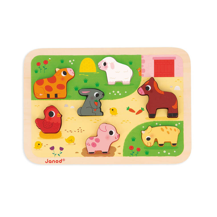 Puzzle drewniane 3D Na farmie Janod – zabawka edukacyjna