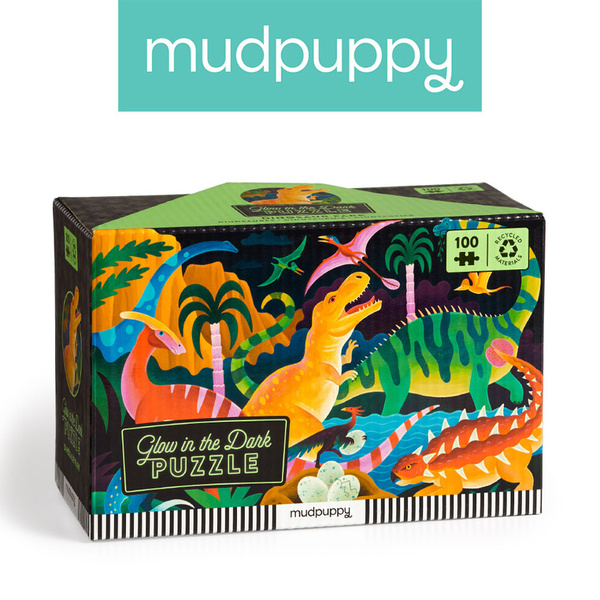 Puzzle świecące w ciemności Park dinozaurów 100 elementów, 5 lat+, Mudpuppy