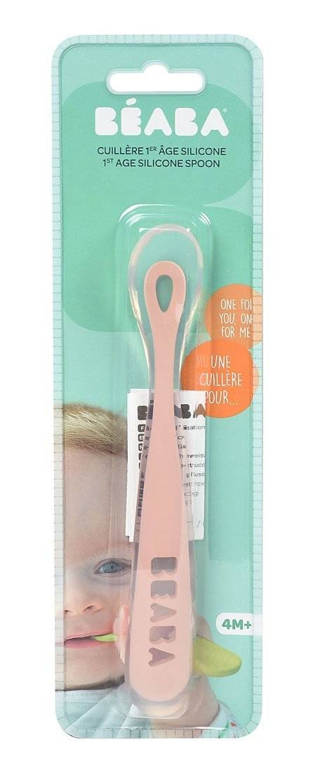 Łyżeczka silikonowa Beaba old pink 4m+ - nauka jedzenia