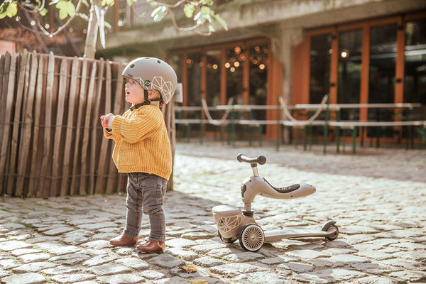 Scoot and Ride HK1 Lifestyle 2w1 jeździk i hulajnoga dla dzieci 1-5 lat, kolor: Brown Lines