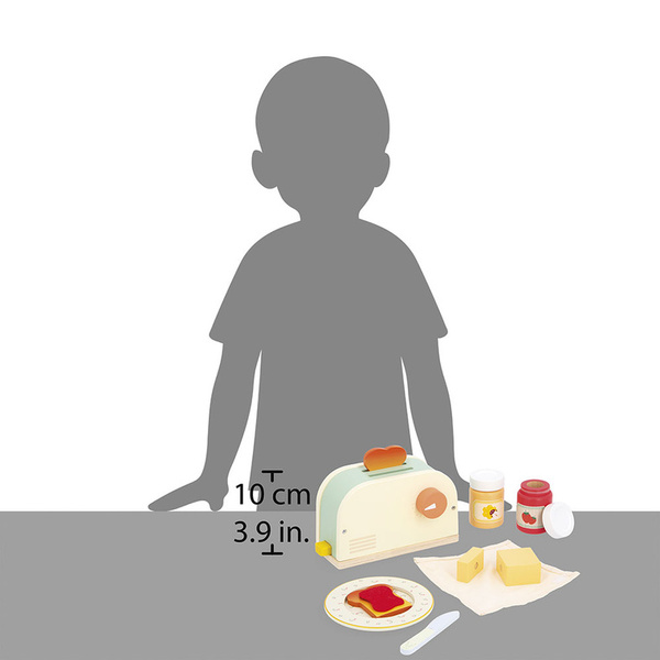 Drewniany zestaw śniadaniowy z tosterem i 12 akcesoriami, 3 lata+, Janod