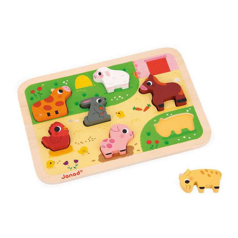 Puzzle drewniane 3D Na farmie Janod – drewno FSC, bezpieczeństwo