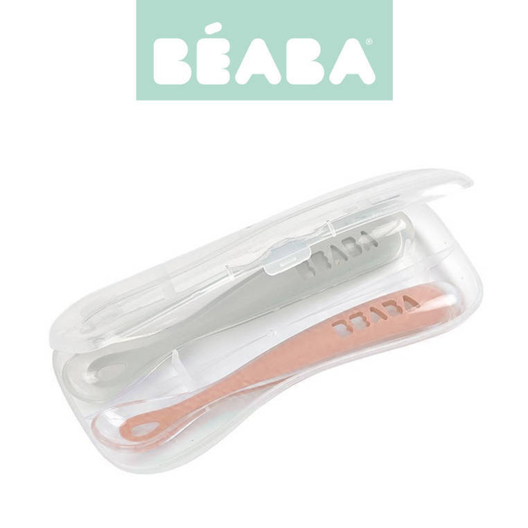 Ergonomiczne silikonowe łyżeczki Beaba Old Pink 4m+ - pierwsza łyżeczka dla niemowlaka