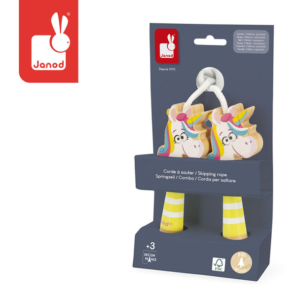Skakanka z drewnianymi rączkami Jednorożec, dla dzieci, 3 lata+, Janod
