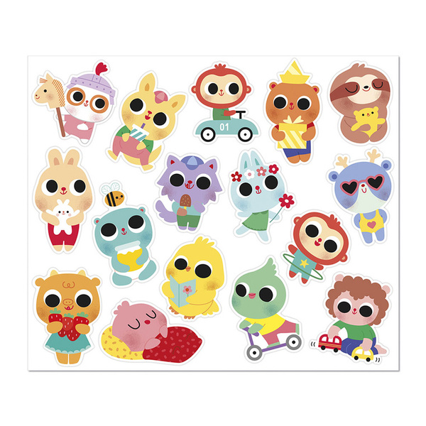 Zestaw kreatywny - książeczka z naklejkami Małe zwierzęta, 18 m+, Janod