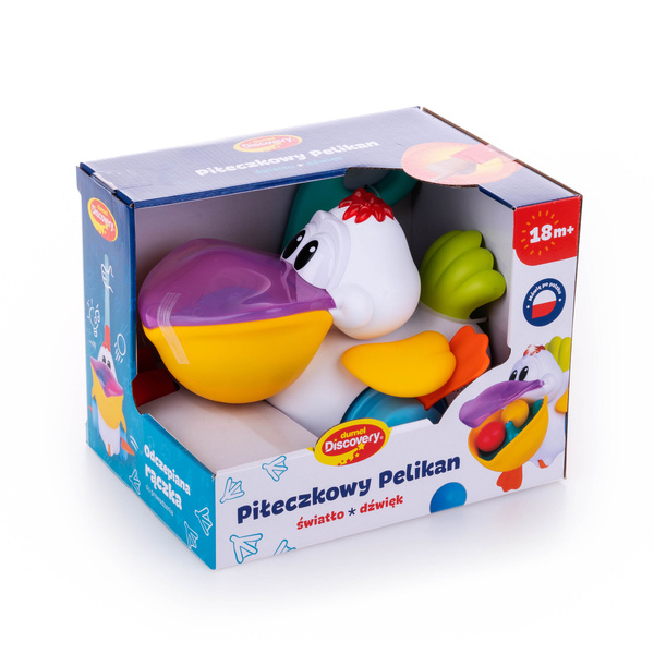 Zabawki dla dzieci - Piłeczkowy Pelikan, pchacz 18 m+. Dumel Discovery