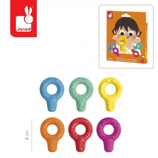 Zestaw kreatywny - Pierwsze kredki świecowe z uchwytem 6 kolorów, 12 m+, Janod