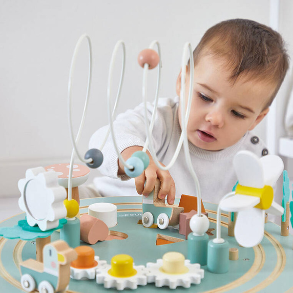 Stolik edukacyjny drewniany Ogród - zabawka wielofunkcyjna 12 m+, Janod