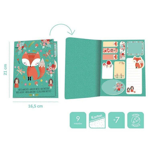 Notes z samoprzylepnymi karteczkami jednorożec/lis dla dzieci 7 lat+, Janod