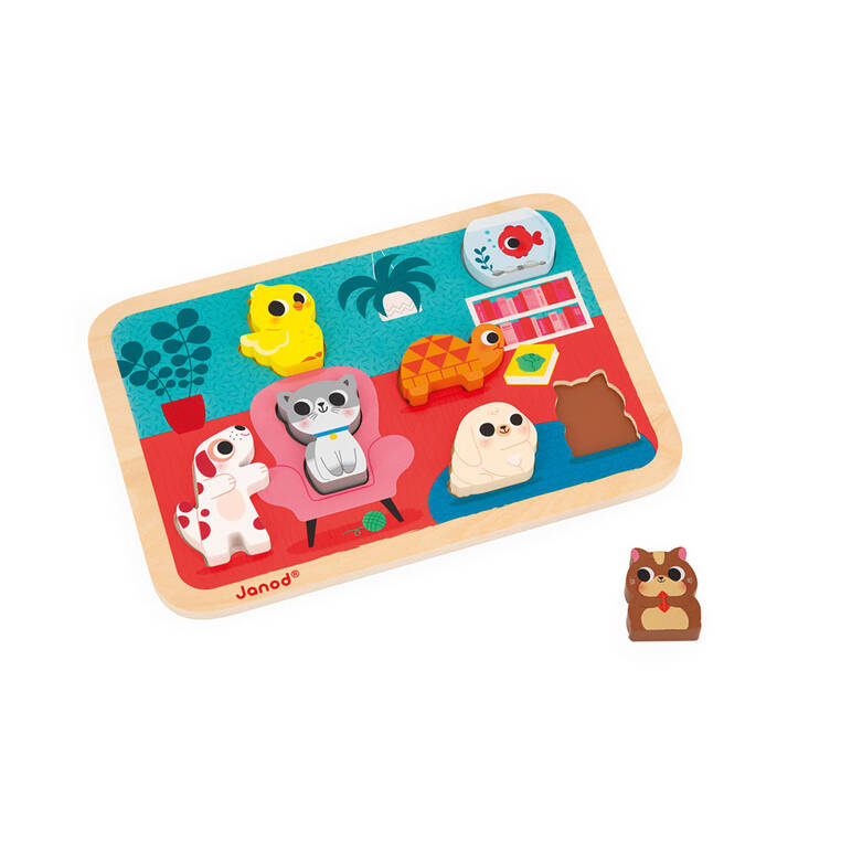 Puzzle drewniane 3D Zwierzęta domowe Janod - edukacja i rozwój