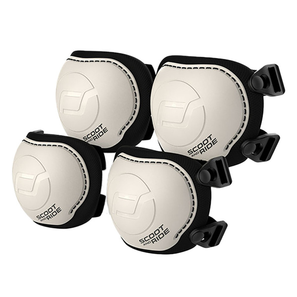 Zestaw: Scoot and Ride HK3 Hulajnoga dla dzieci 3+ z kółkami LED, kolor: Ash + ochraniacze rozm. S