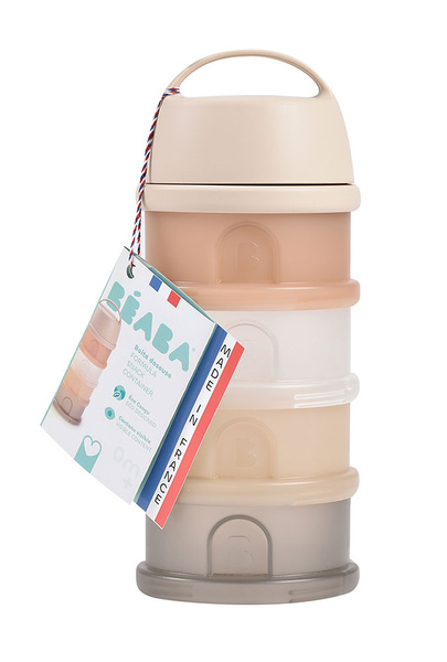 Pojemniki na mleko w proszku 4 komory (4x110ml) przeźroczyste, 0m+, Beaba