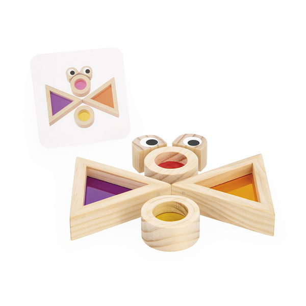 Klocki drewniane - przeźroczyste kolorowe sensoryczne, 12 m+, Janod