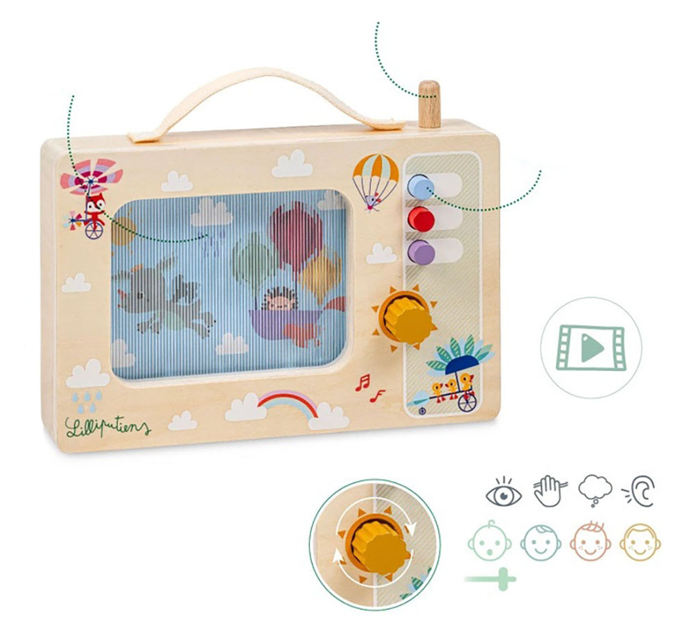 Drewniana pozytywka Lilliputiens Smok Joe – zabawka edukacyjna 10m+