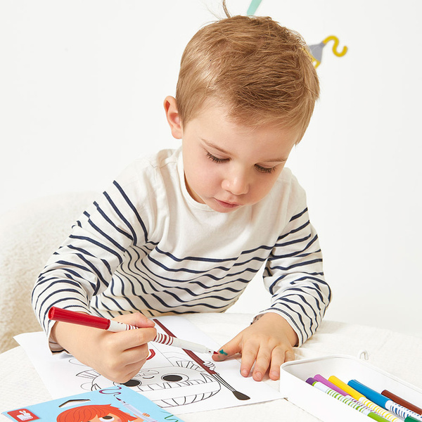 Zestaw kreatywny - Flamastry pędzelkowe 10 kolorów, 3 lata+, Janod