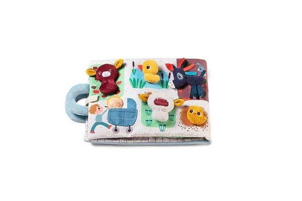 Miękka książeczka aktywizująca z mini - przytulankami „Baby boom” Farma 18 m+, Lilliputiens