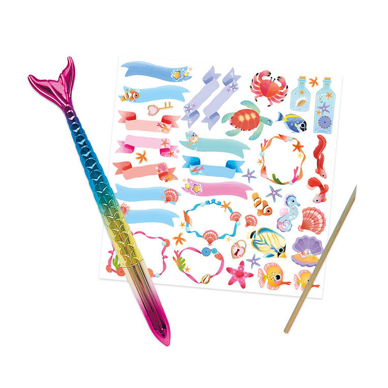 Zestaw kreatywny Sekretny notes Magic Ocean Janod 7+ - motyw oceanu i syrenki