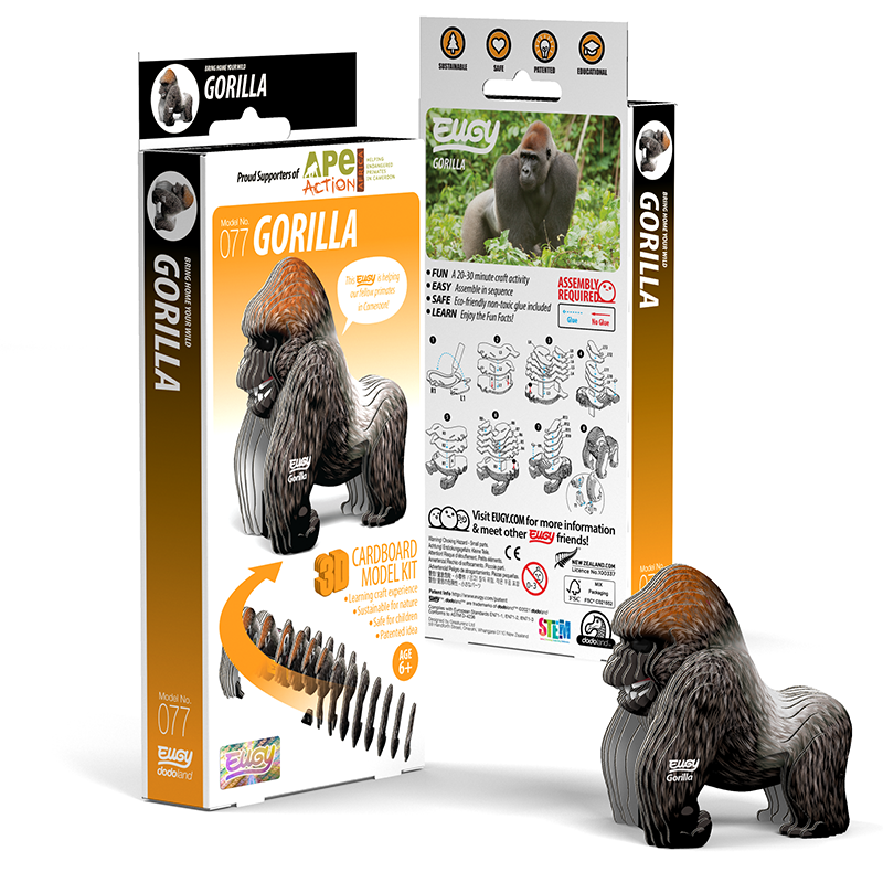 Układanka Puzzle 3D Goryl Eugy ekologiczna zabawka dla dzieci 6+