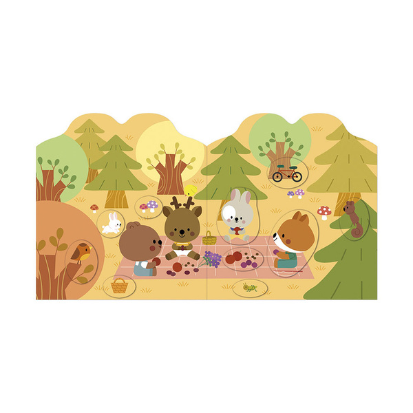 Zestaw kreatywny - książeczka z naklejkami Las, dla dzieci, 18 m+, Janod