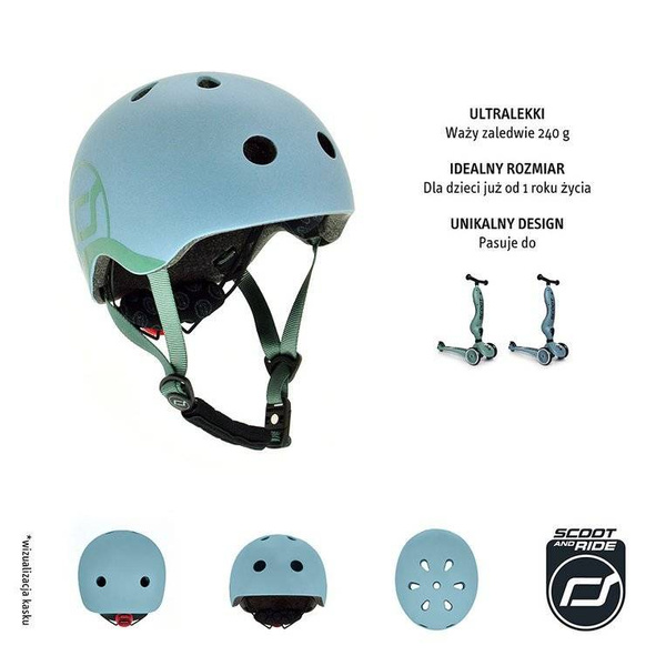 Scoot and Ride Kask dla dzieci 1-5 lat rozm. XXS-S, kolor: Steel