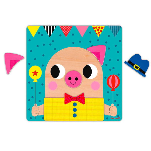 Układanka drewniana magnetyczna Zwierzątka 2+, Janod