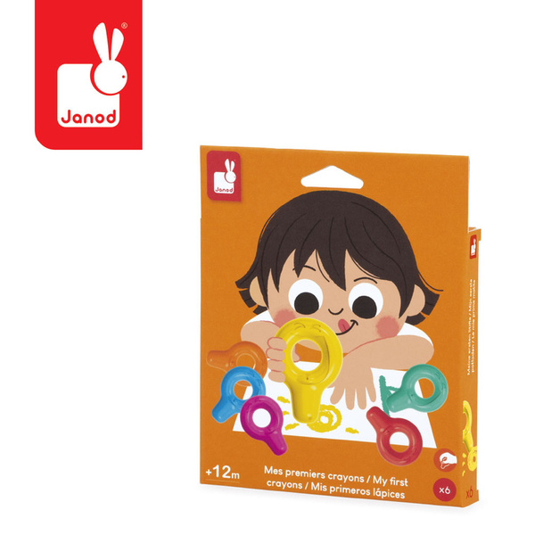 Zestaw kreatywny - Pierwsze kredki świecowe z uchwytem 6 kolorów, 12 m+, Janod