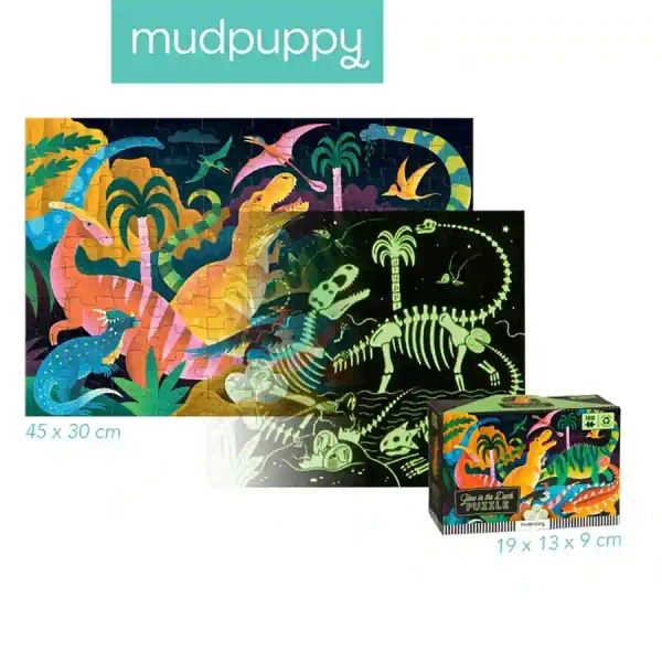 Puzzle świecące w ciemności Park dinozaurów 100 elementów, 5 lat+, Mudpuppy