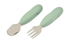 Zestaw pierwszych sztućców ze stali nierdzewnej Sage green 10 m+, Beaba