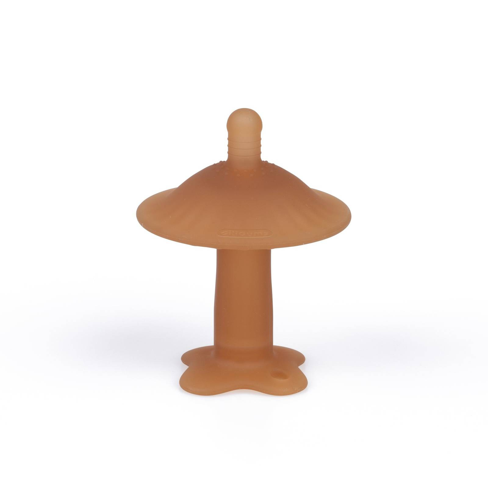 Silikonowy gryzak logopedyczny Grzybek Giligums brązowy