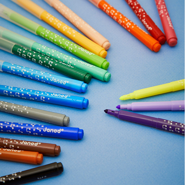 Zestaw kreatywny - Flamastry z filcową końcówką 18 kolorów, 3 lata+, Janod