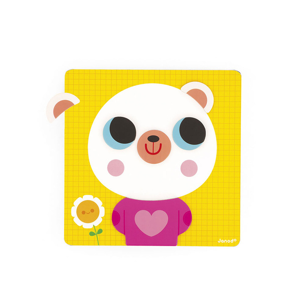 Magnetyczna układanka Emocje Miś, drewniana dla dzieci 2 lata+, Janod