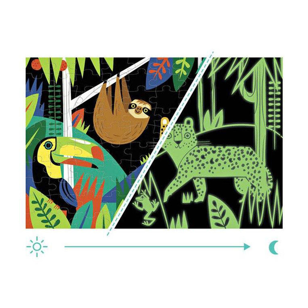 Puzzle świecące w ciemności Las tropikalny 100 elementów 5+, Mudpuppy