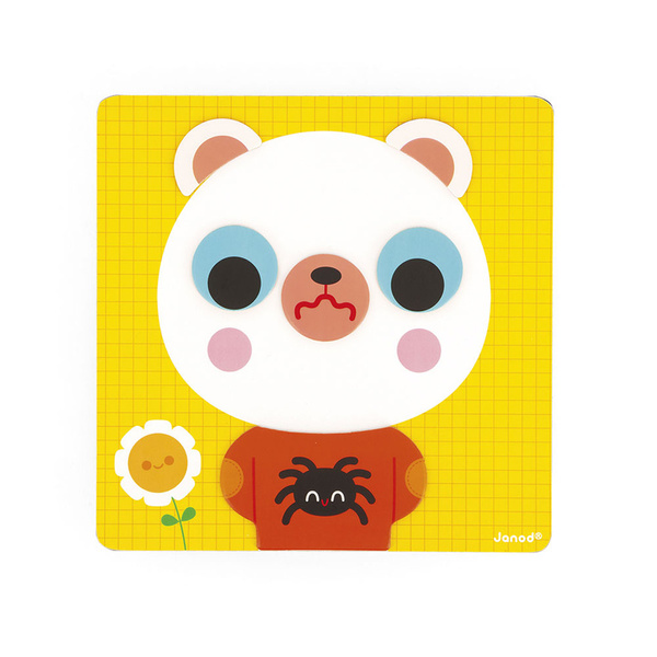 Magnetyczna układanka Emocje Miś, drewniana dla dzieci 2 lata+, Janod