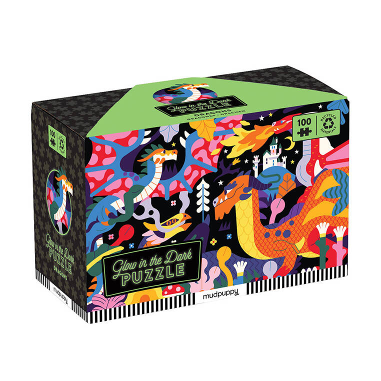 Mudpuppy Puzzle świecące w ciemności Smoki 100 elementów