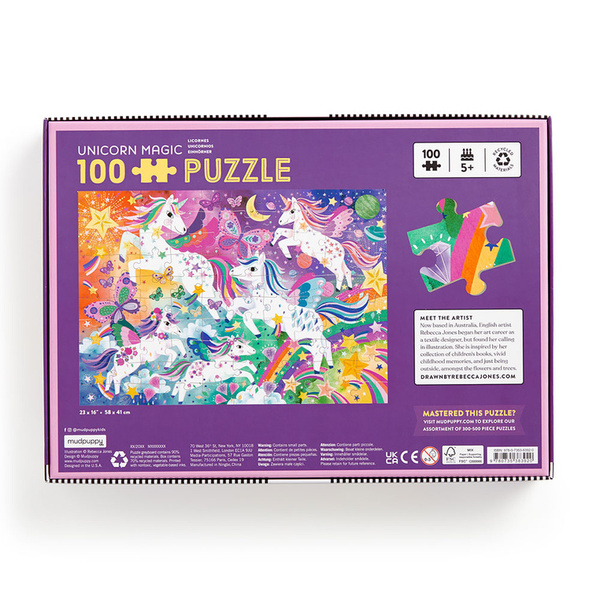 Puzzle - układanka Magiczne jednorożce 100 elementów, dla dzieci, 5+, Mudpuppy