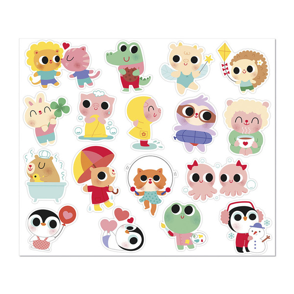 Zestaw kreatywny - książeczka z naklejkami Małe zwierzęta, 18 m+, Janod