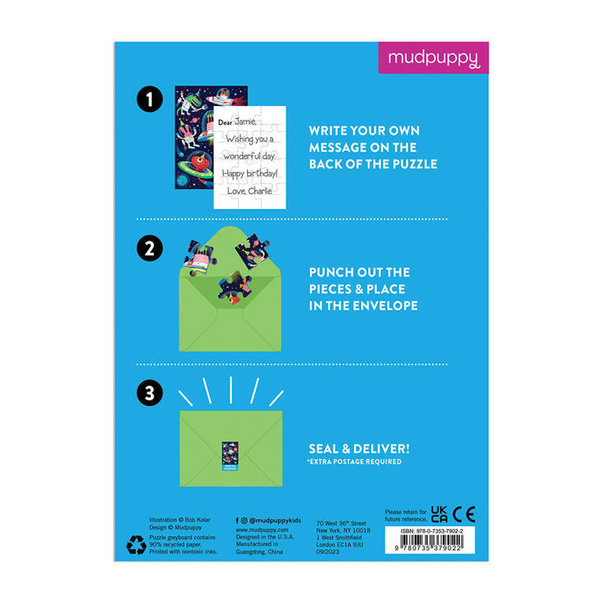 Puzzle-kartka z życzeniami Kosmos 12 elementów 3+, Mudpuppy