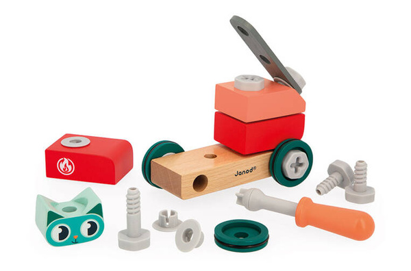 Samochód - Wóz Strażacki do składania Kot Brico ‘Kids 2 lata+, Janod