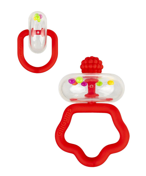 Grzechotka 2 szt. - Zestaw grzechoczący czerwony dla dzieci, 3 m+, GiliGums