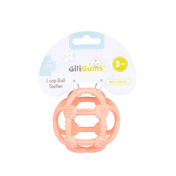 Silikonowy Gryzak ortodontyczny Piłka brzoskwiniowa, Giligums