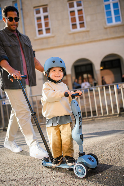 Scoot and Ride HK1 Push and Go 2w1 jeździk i hulajnoga dla dzieci 1-5 lat, kolor: Steel